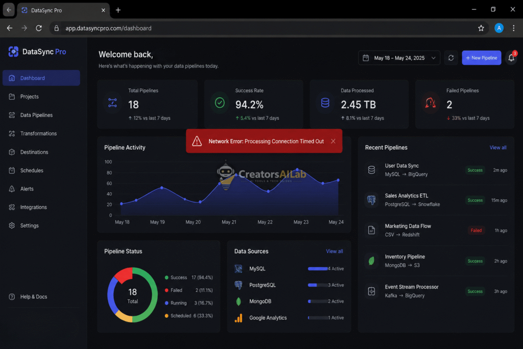 Fix AI tool processing errors and network connection error pop-up.