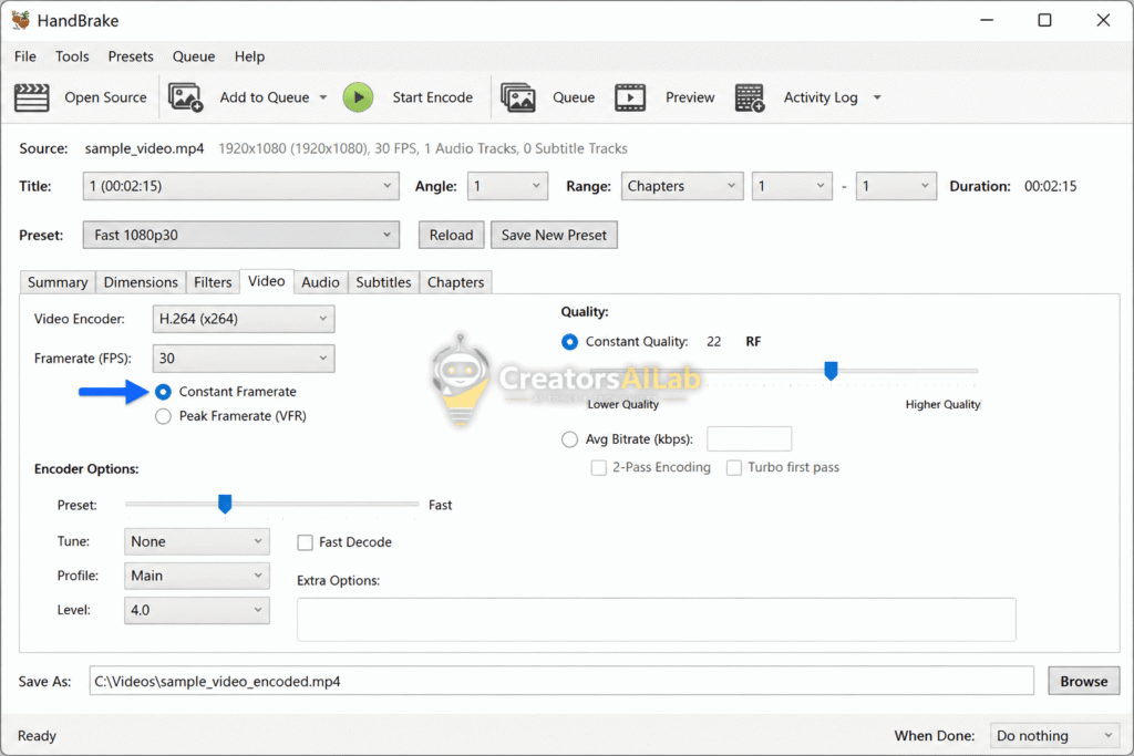 Fix AI creator workflow errors, CapCut audio desync, VFR using Handbrake constant framerate