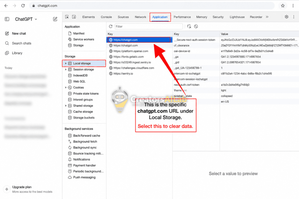 How to perform a chatgpt local storage reset in Chrome Developer Tools to fix the grayed out save button | Creators AI Lab