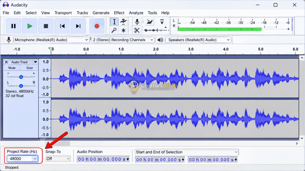 Fix creator tech errors: Audio crackling sample rate audacity fix.